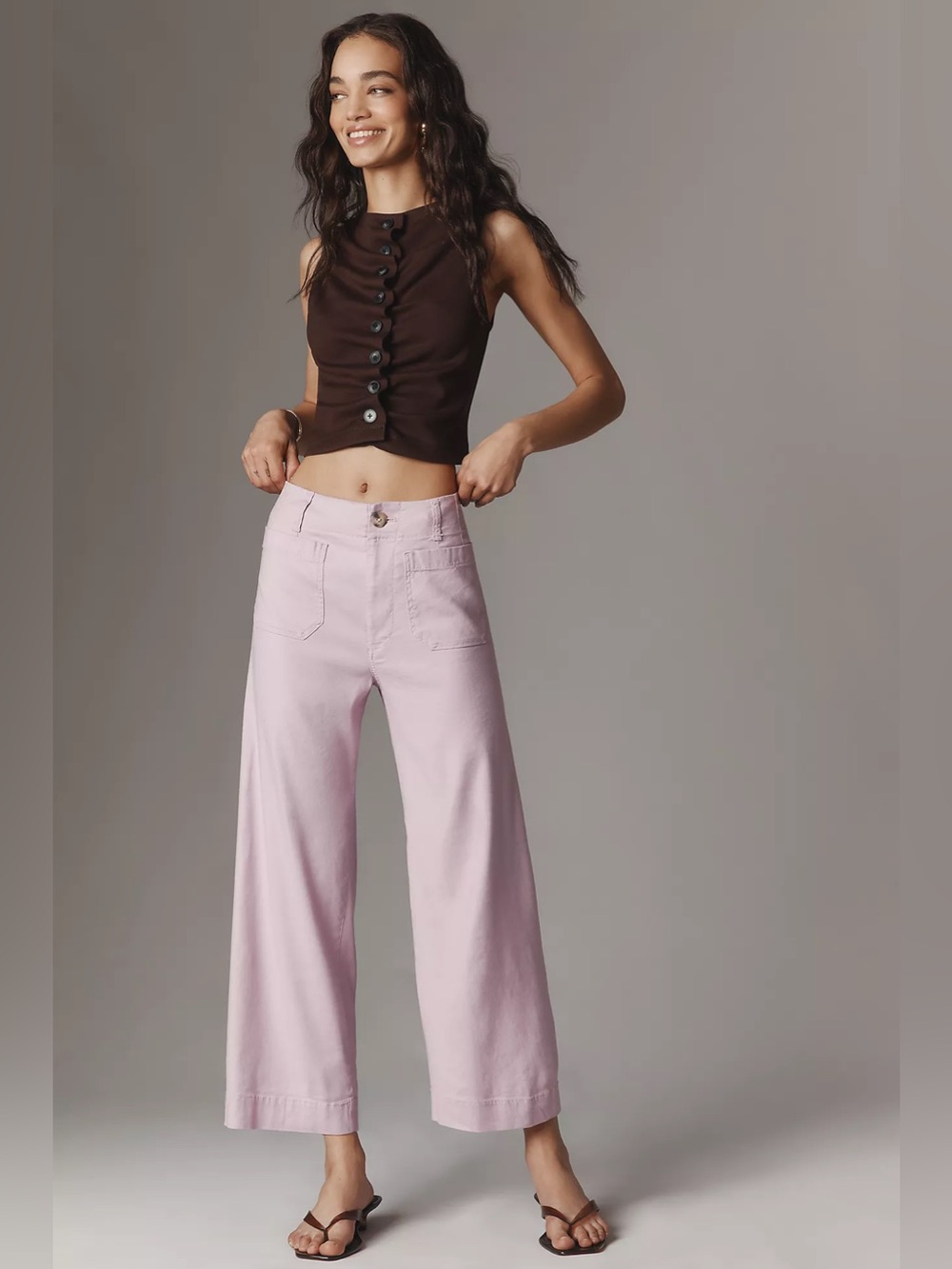 Maeve Colette Linen Stretch High Rise Wide Leg Pants